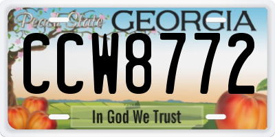 GA license plate CCW8772