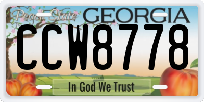 GA license plate CCW8778