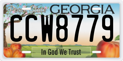 GA license plate CCW8779