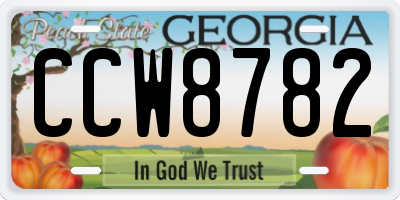 GA license plate CCW8782