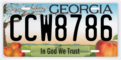 GA license plate CCW8786