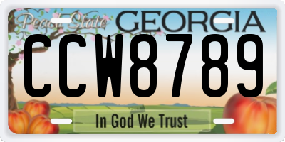 GA license plate CCW8789
