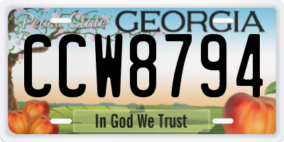 GA license plate CCW8794