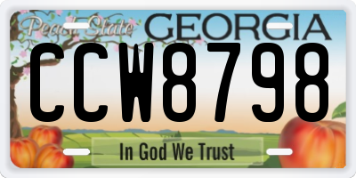 GA license plate CCW8798