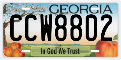 GA license plate CCW8802