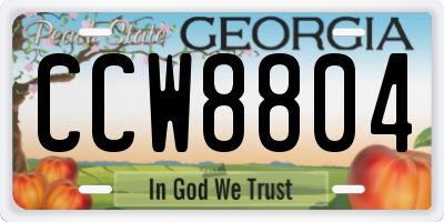 GA license plate CCW8804