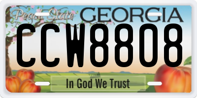 GA license plate CCW8808