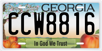 GA license plate CCW8816