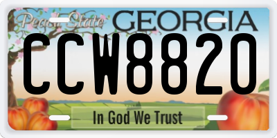 GA license plate CCW8820