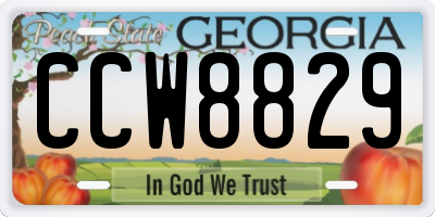 GA license plate CCW8829