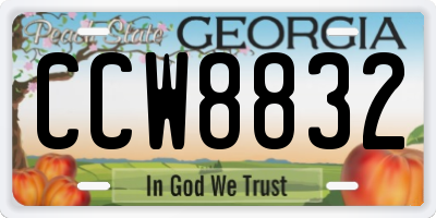 GA license plate CCW8832