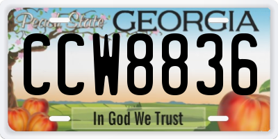 GA license plate CCW8836
