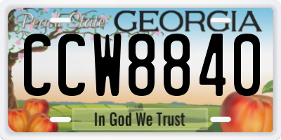 GA license plate CCW8840
