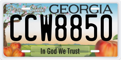 GA license plate CCW8850