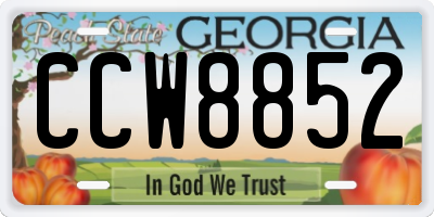 GA license plate CCW8852