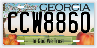 GA license plate CCW8860