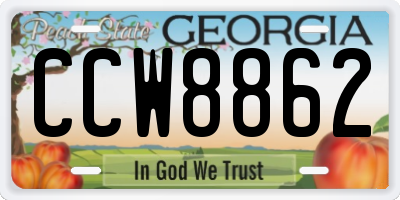 GA license plate CCW8862