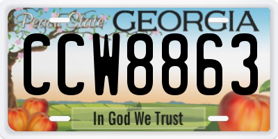 GA license plate CCW8863