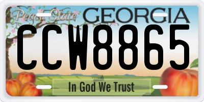 GA license plate CCW8865