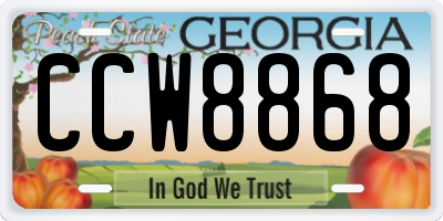 GA license plate CCW8868