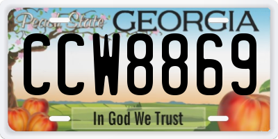 GA license plate CCW8869
