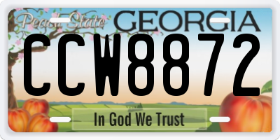 GA license plate CCW8872
