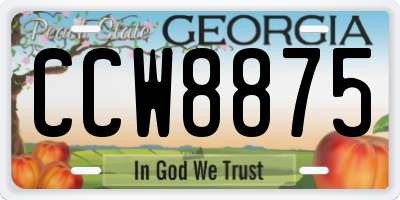 GA license plate CCW8875