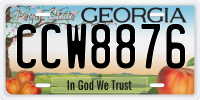 GA license plate CCW8876