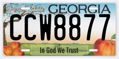 GA license plate CCW8877