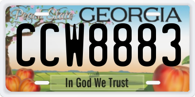 GA license plate CCW8883