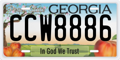 GA license plate CCW8886