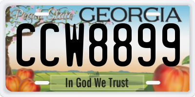 GA license plate CCW8899
