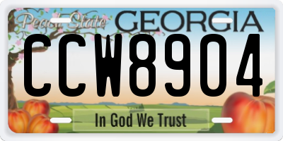 GA license plate CCW8904