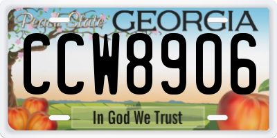 GA license plate CCW8906