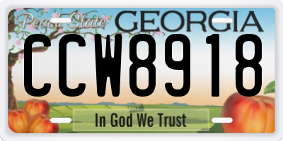 GA license plate CCW8918