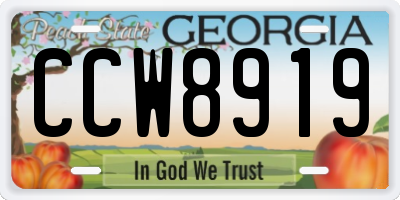 GA license plate CCW8919