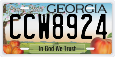GA license plate CCW8924