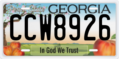 GA license plate CCW8926