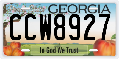 GA license plate CCW8927