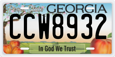 GA license plate CCW8932