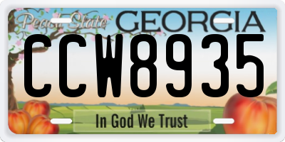 GA license plate CCW8935