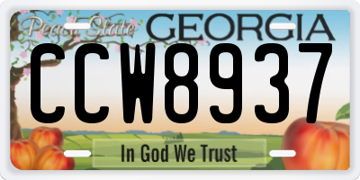GA license plate CCW8937