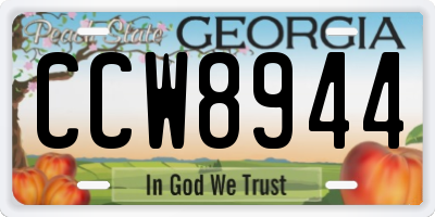 GA license plate CCW8944