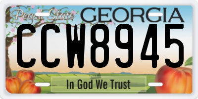 GA license plate CCW8945