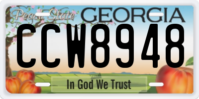 GA license plate CCW8948