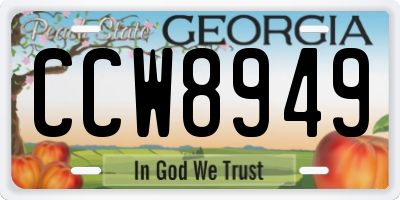 GA license plate CCW8949