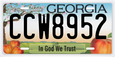 GA license plate CCW8952