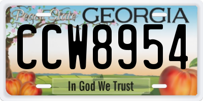 GA license plate CCW8954