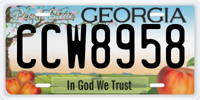 GA license plate CCW8958