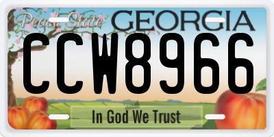GA license plate CCW8966